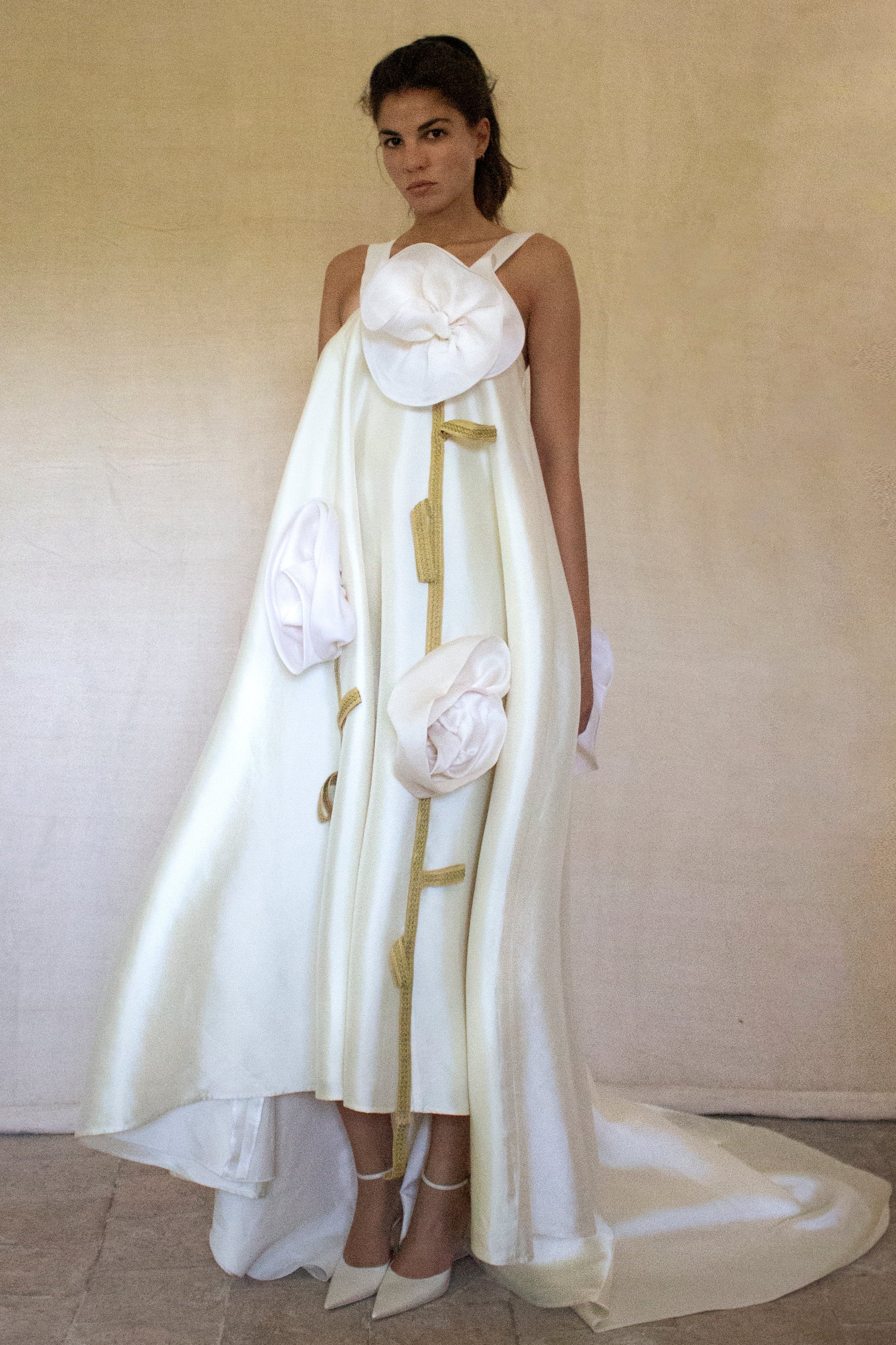 Vintage Silk Wedding Dress | Handmade Floral Mikado - 369