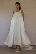 Vintage Embroidered Silk Organza Slip Wedding Dress | A-Line Gown - 378