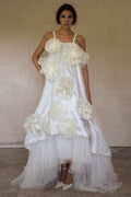 Vintage Silk Organza Wedding Dress | 3D Floral Gown - 373