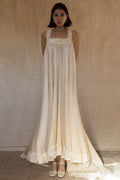 325 - ETHEREAL BOHO VINTAGE SILK ORGANZA GOWN: FLOWY 90S MINIMALIST A-LINE WITH LACE BACK - Vague atelier