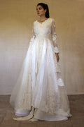 356 - VINTAGE 90s UPCYCLED LACE WEDDING DRESS: IVORY GOWN WITH POLKA DOT TULLE & ANTIQUE MACRAME DETAILS - Vague atelier
