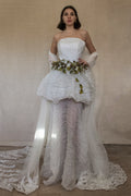 324 - PEARL GREY VINTAGE WEDDING DRESS: A ROMANTIC & UNIQUE BUCOLIC MASTERPIECE - Vague atelier