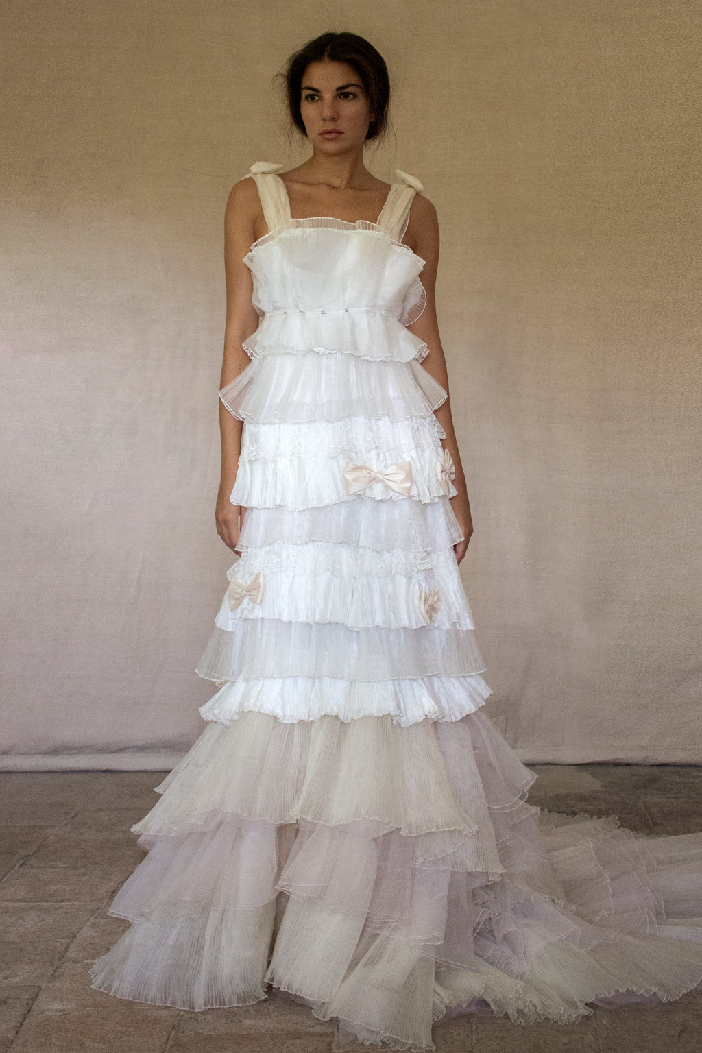 Vintage Tulle & Organza Wedding Dress | Flounced Gown - 372