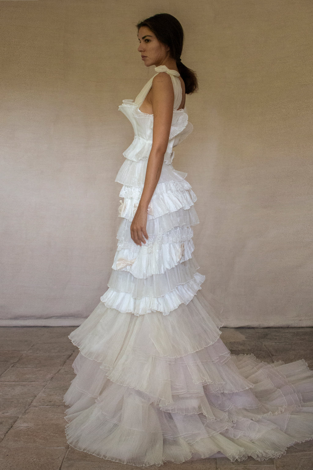 Vintage Tulle & Organza Wedding Dress | Flounced Gown - 372