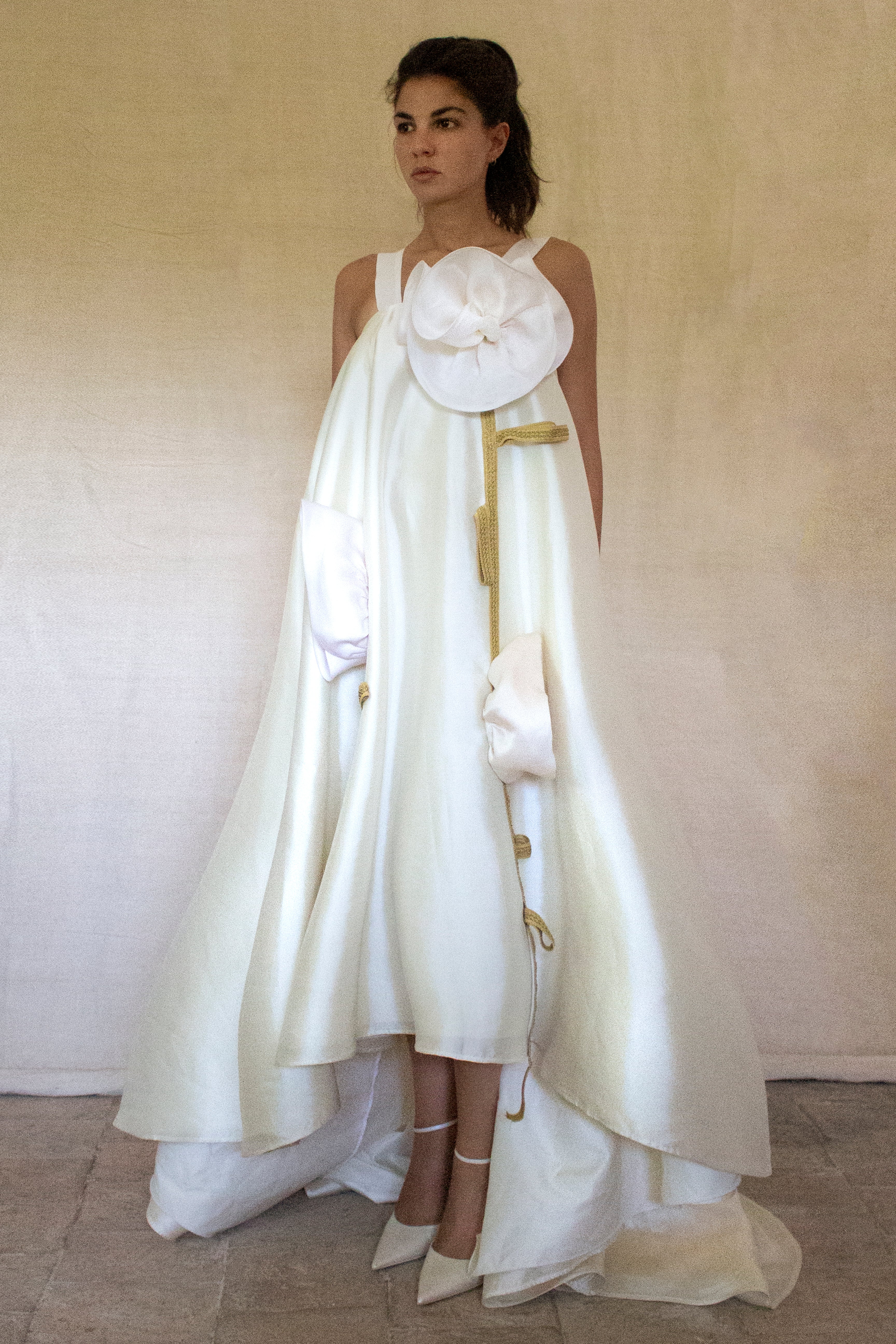 Vintage Silk Wedding Dress | Handmade Floral Mikado - 369