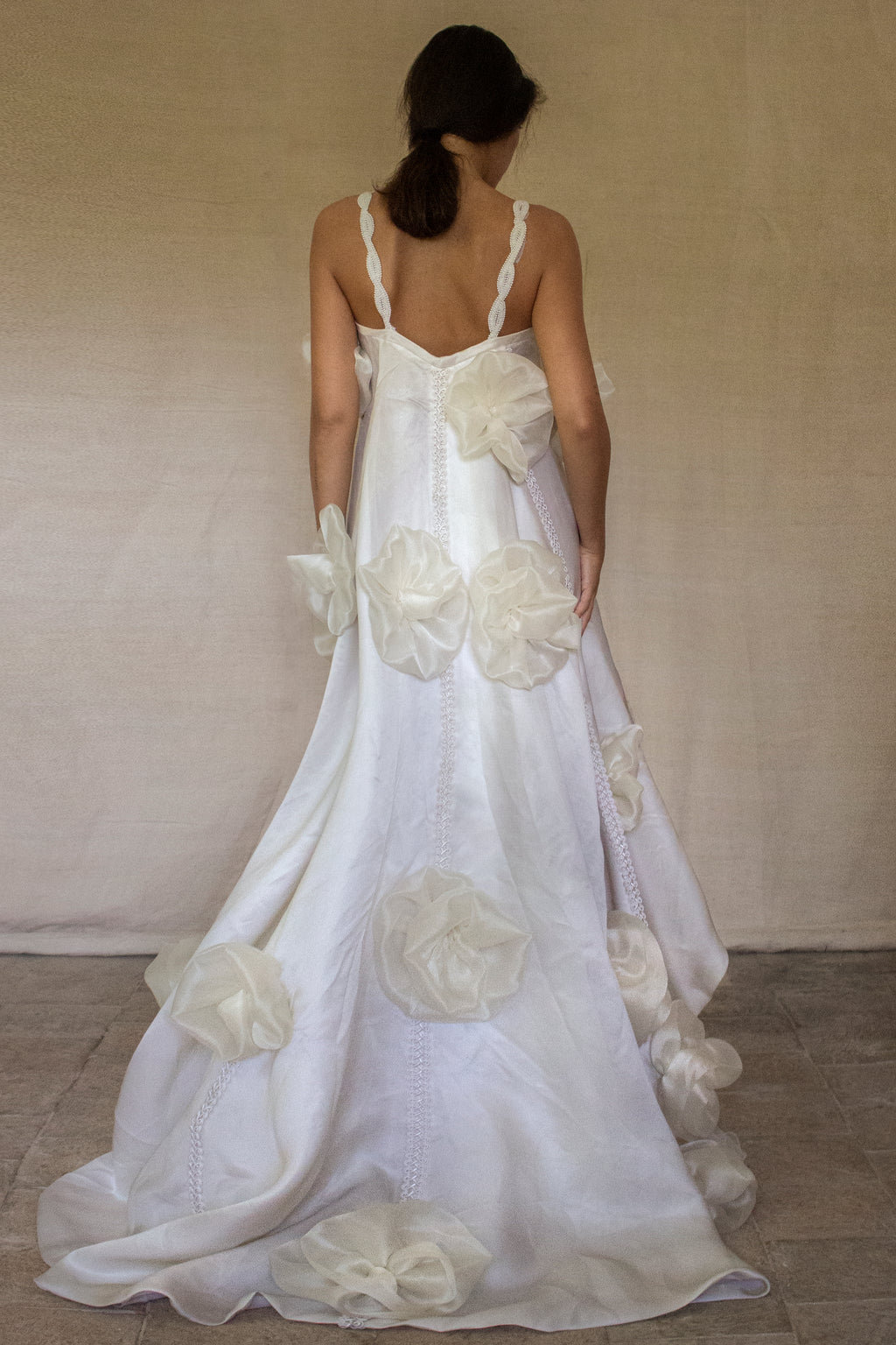 Vintage Silk Organza Wedding Dress | 3D Floral Gown - 373