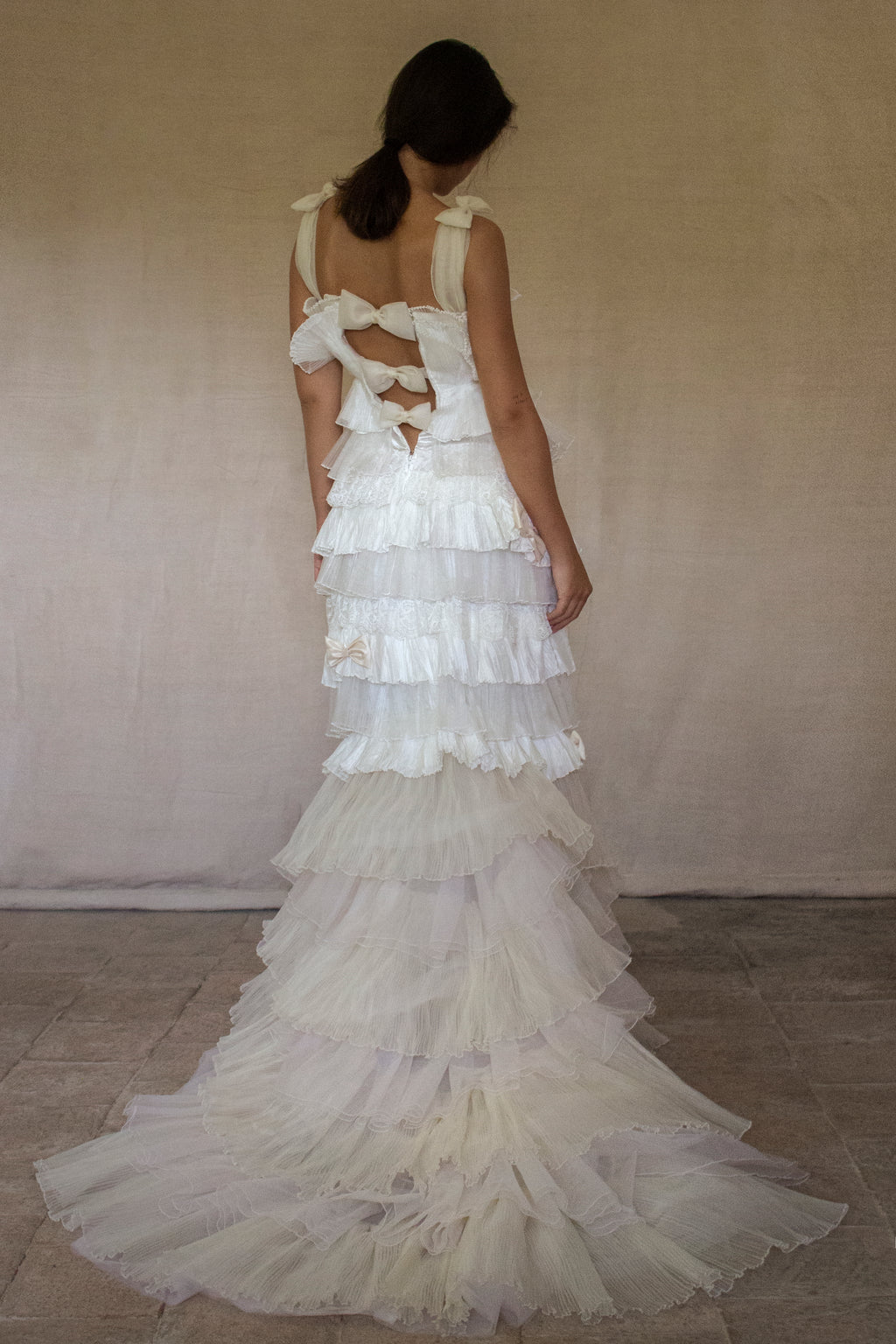 Vintage Tulle & Organza Wedding Dress | Flounced Gown - 372