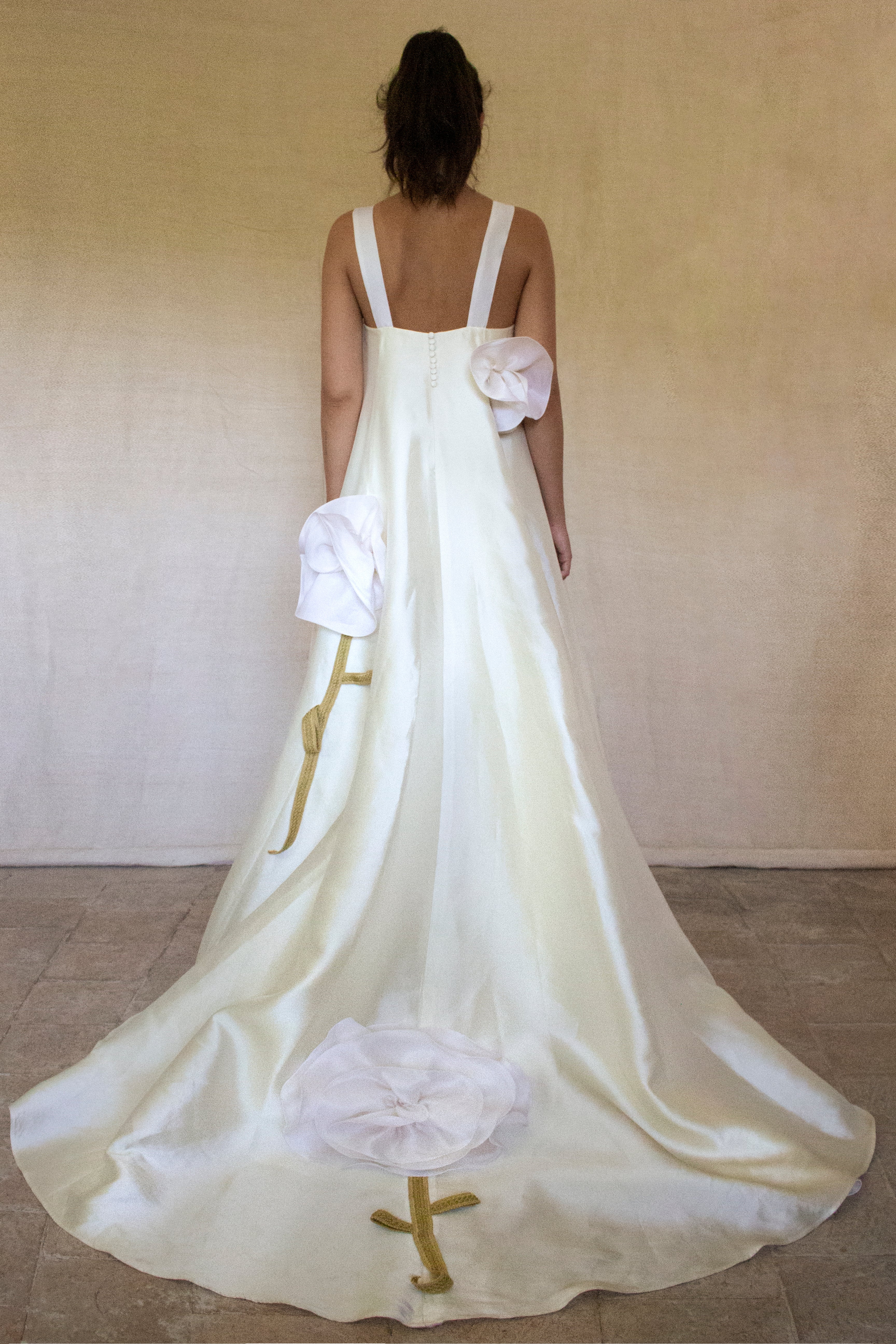 Vintage Silk Wedding Dress | Handmade Floral Mikado - 369