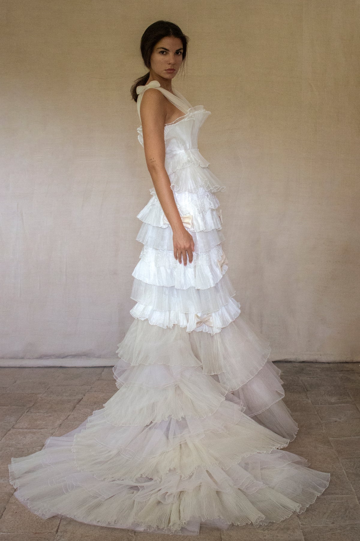 Vintage Tulle & Organza Wedding Dress | Flounced Gown - 372