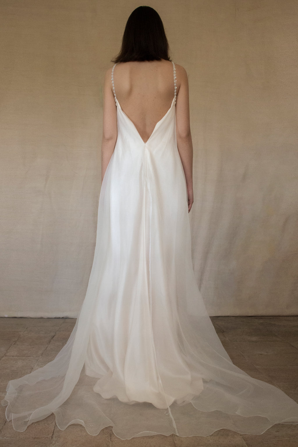 347 - UNIQUE UPCYCLED SILK SATIN WEDDING DRESS: POWDER PINK SLIP GOWN & IVORY CAPE ENSEMBLE, SILVER FLORAL EMBROIDERY, BOHO LUXURY