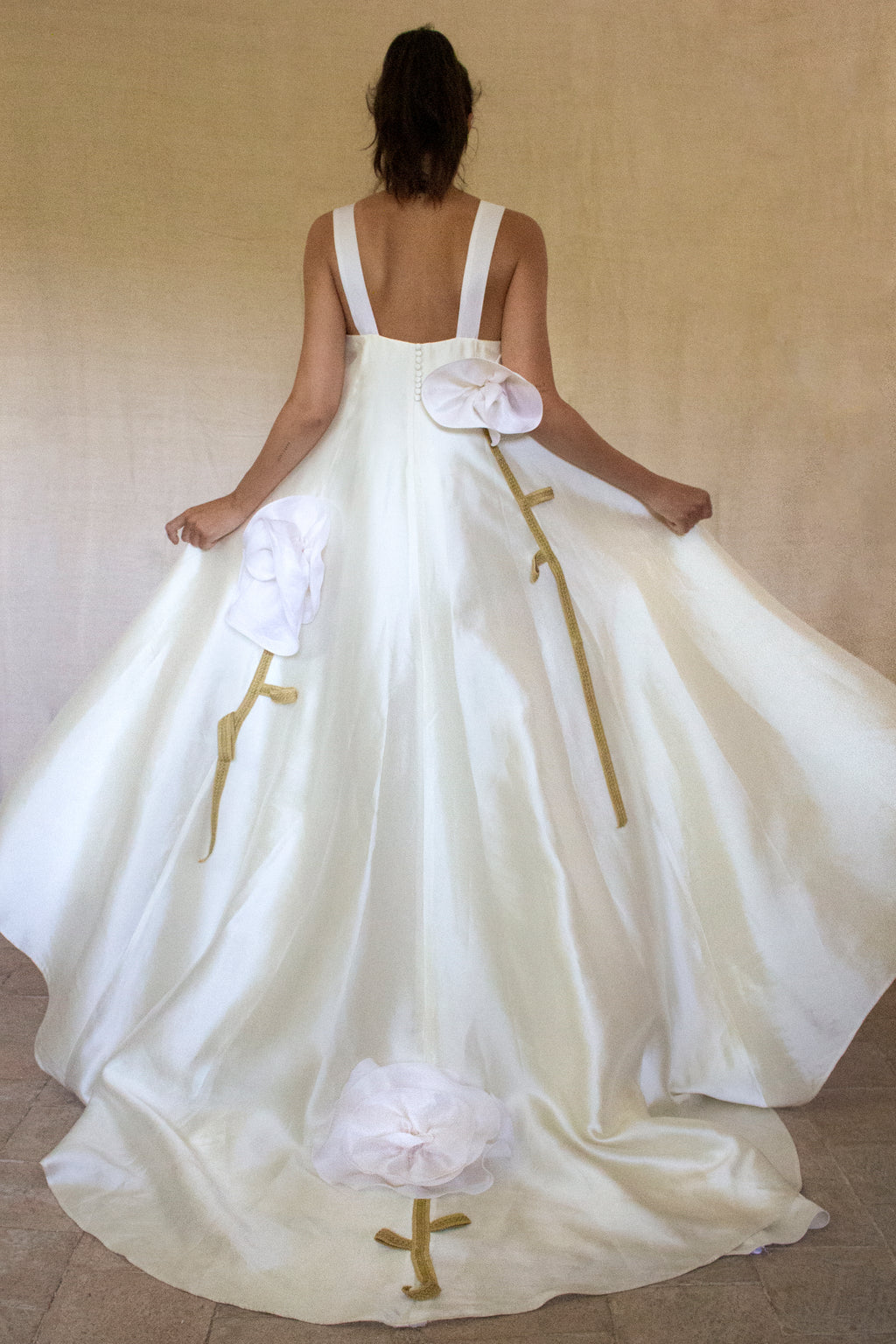 Vintage Silk Wedding Dress | Handmade Floral Mikado - 369