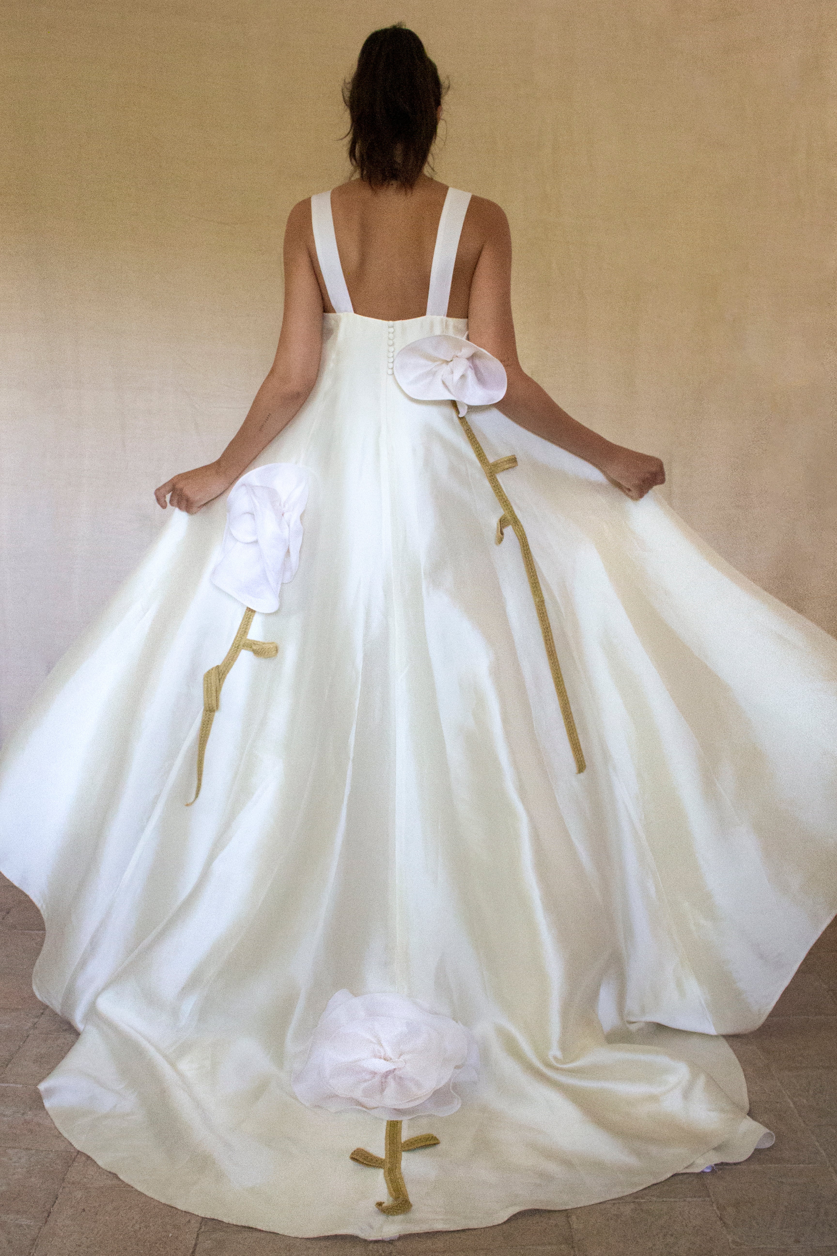 Vintage Silk Wedding Dress | Handmade Floral Mikado - 369