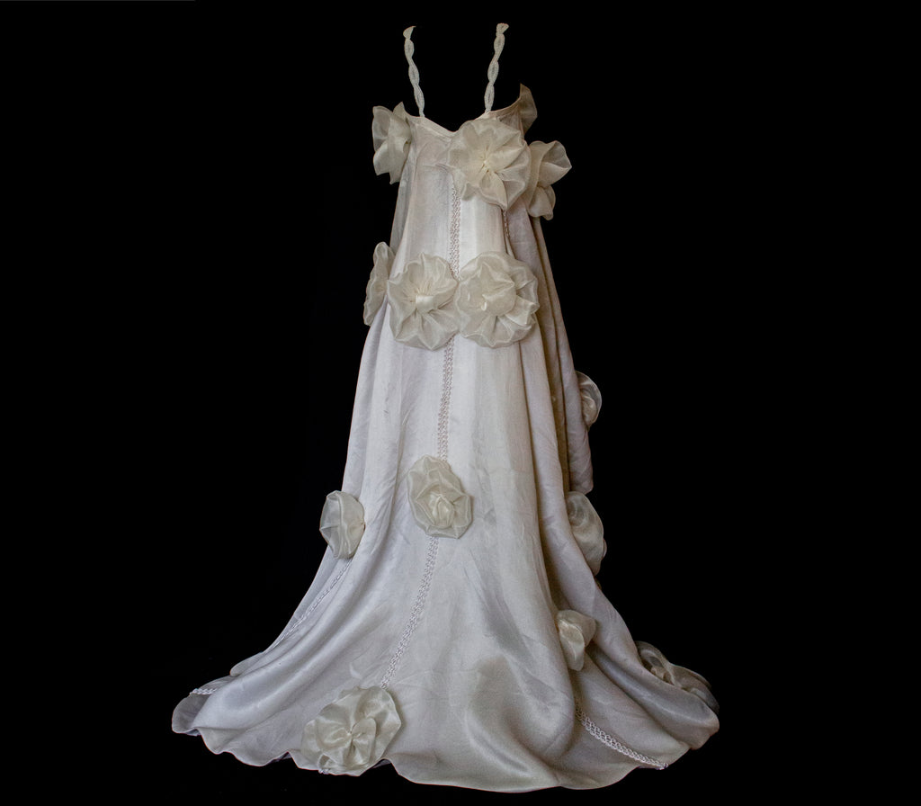 Vintage Silk Organza Wedding Dress | 3D Floral Gown - 373