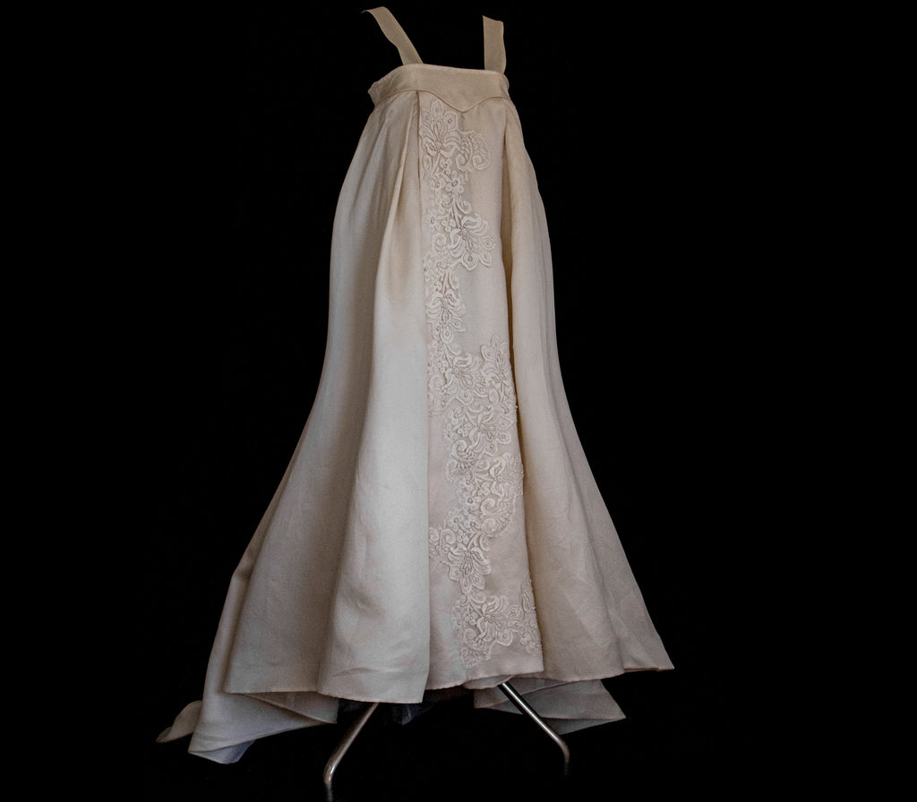 Vintage Embroidered Silk Organza Slip Wedding Dress | A-Line Gown - 378