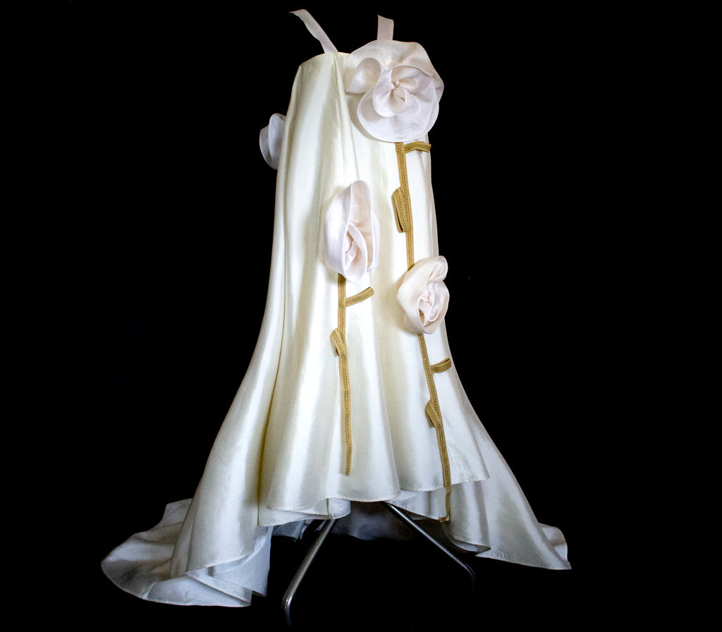 Vintage Silk Wedding Dress | Handmade Floral Mikado - 369