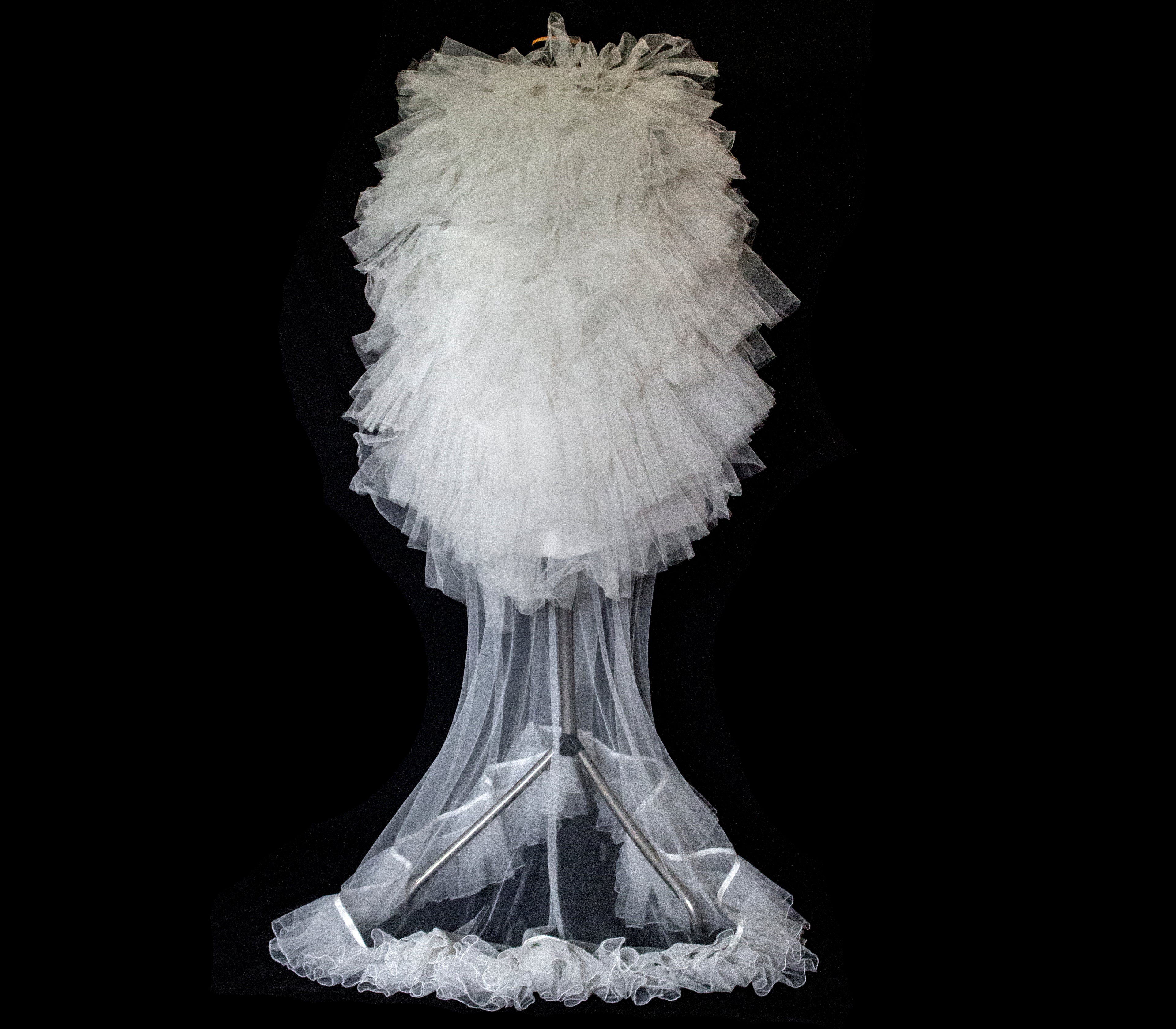 Vintage 90s Mini Wedding Dress | Damask Bridal Dress with Cape & Bow - 368