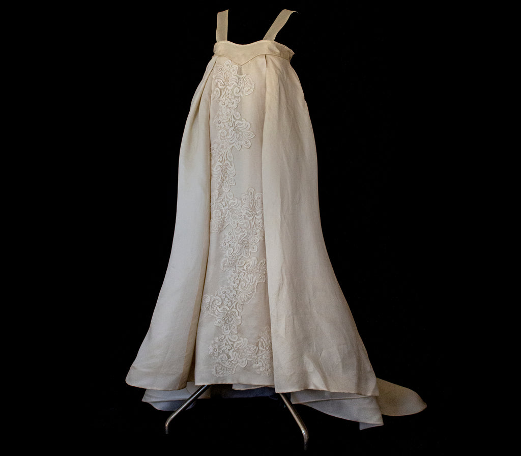Vintage Embroidered Silk Organza Slip Wedding Dress | A-Line Gown - 378