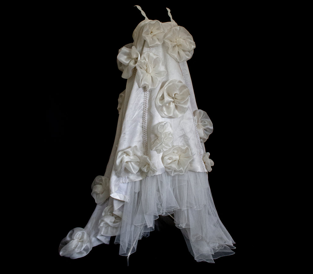 Vintage Silk Organza Wedding Dress | 3D Floral Gown - 373