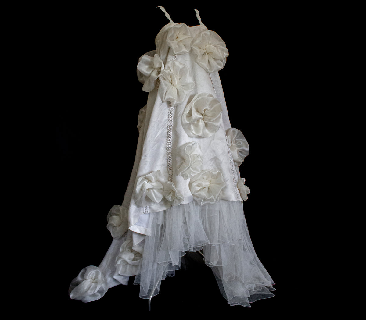 Vintage Silk Organza Wedding Dress | 3D Floral Gown - 373