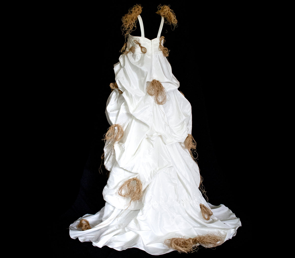 Vintage Ivory Taffeta Wedding Dress | Hemp Bows Gown - 374