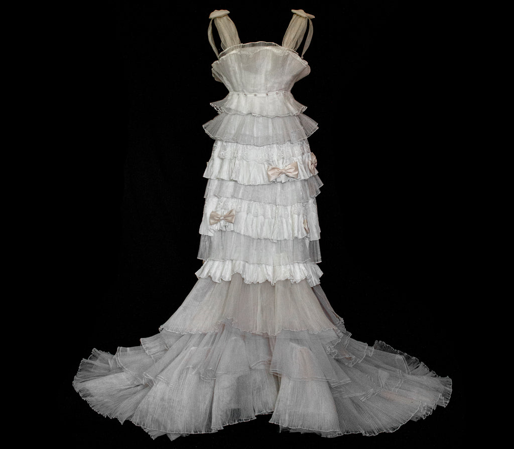 Vintage Tulle & Organza Wedding Dress | Flounced Gown - 372