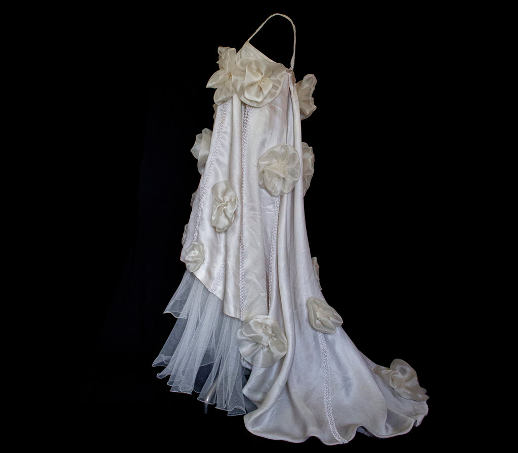 Vintage Silk Organza Wedding Dress | 3D Floral Gown - 373