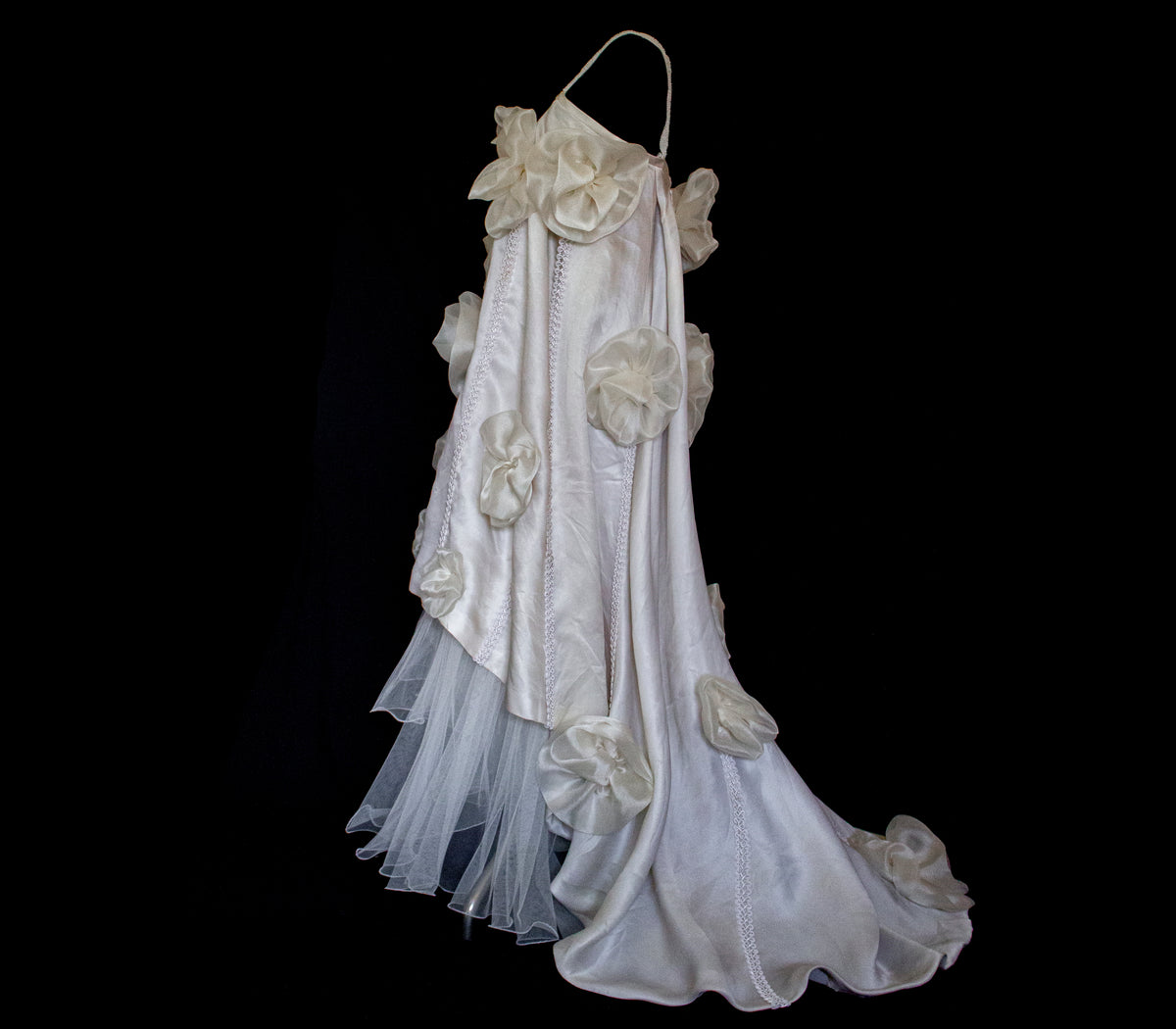 Vintage Silk Organza Wedding Dress | 3D Floral Gown - 373