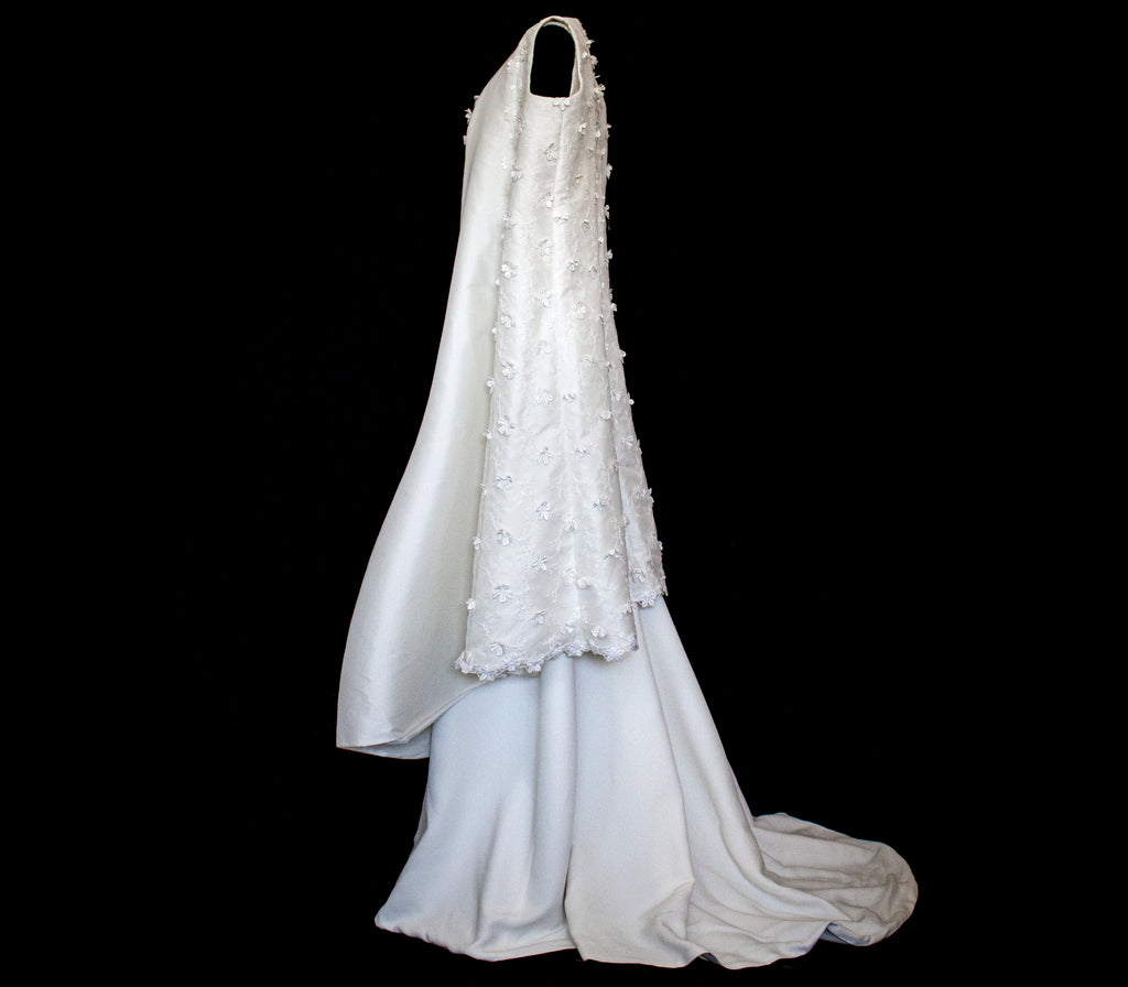 293 - UNIQUE UPCYCLED 3-PIECE BRIDAL SET: 3D FLORAL TOP, MIKADO SKIRT & BRIDAL VEST