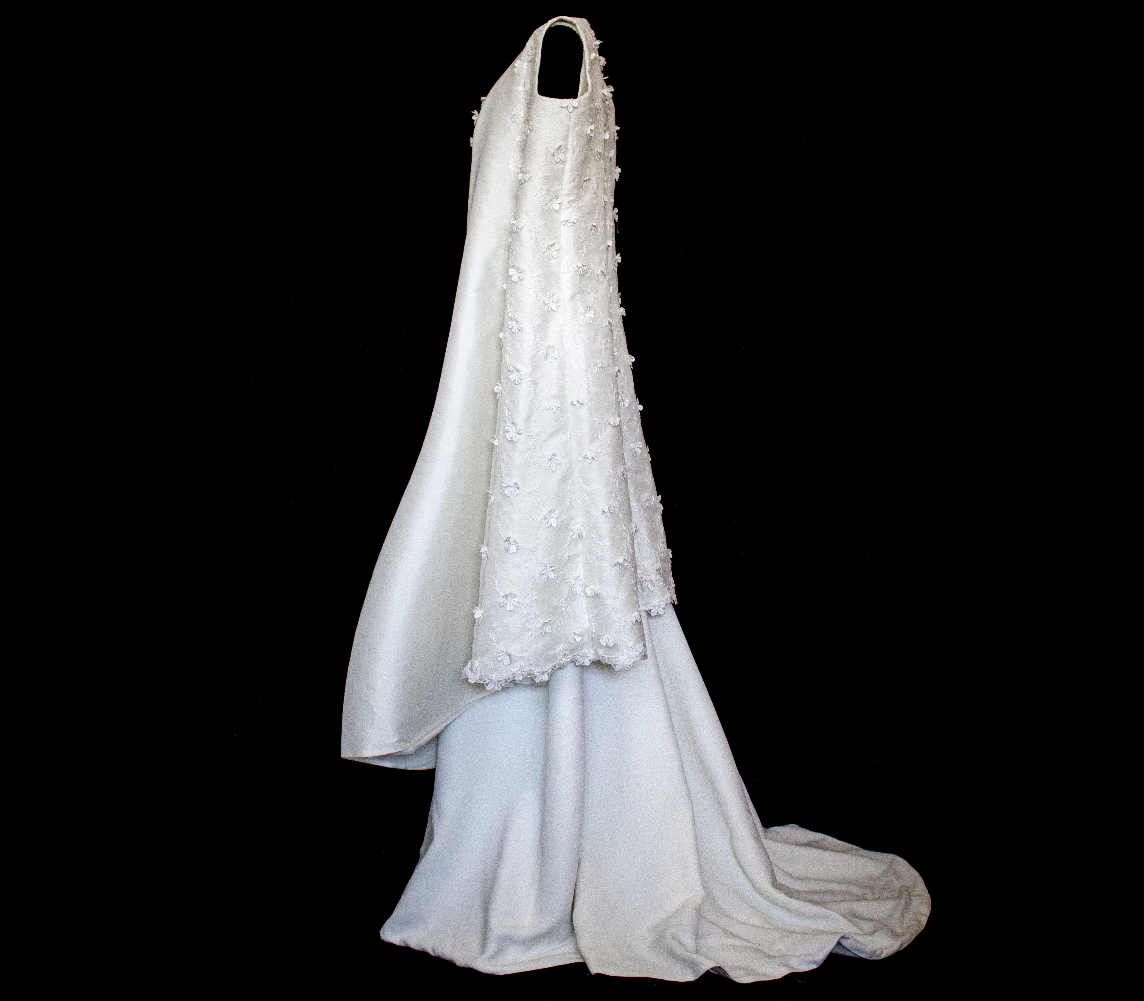 293 - UNIQUE UPCYCLED 3-PIECE BRIDAL SET: 3D FLORAL TOP, MIKADO SKIRT & BRIDAL VEST