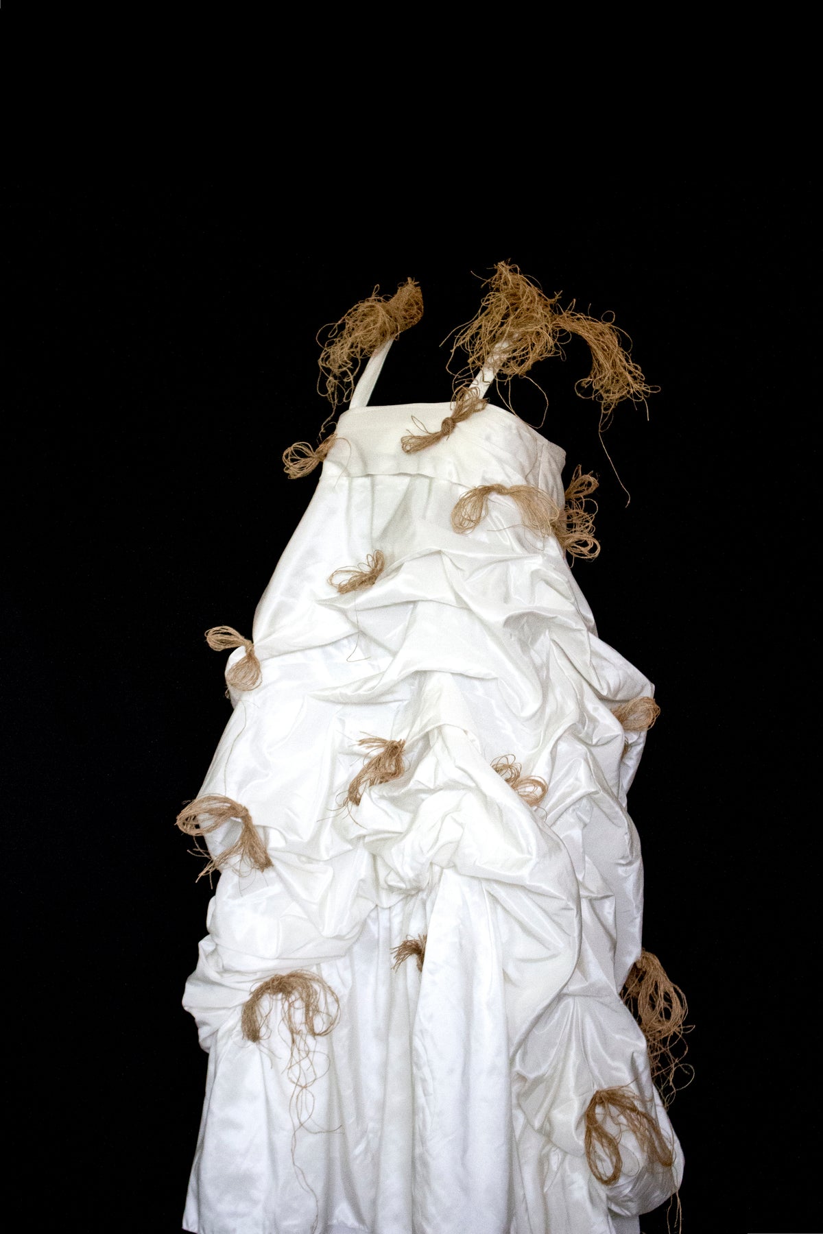 Vintage Ivory Taffeta Wedding Dress | Hemp Bows Gown - 374