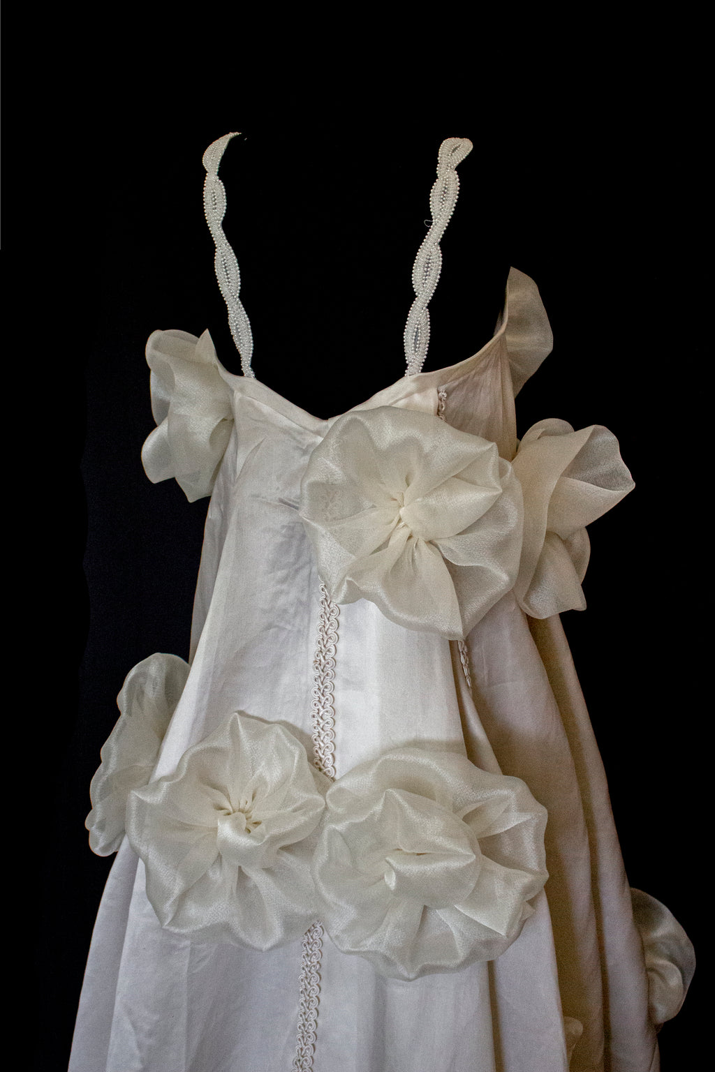 Vintage Silk Organza Wedding Dress | 3D Floral Gown - 373