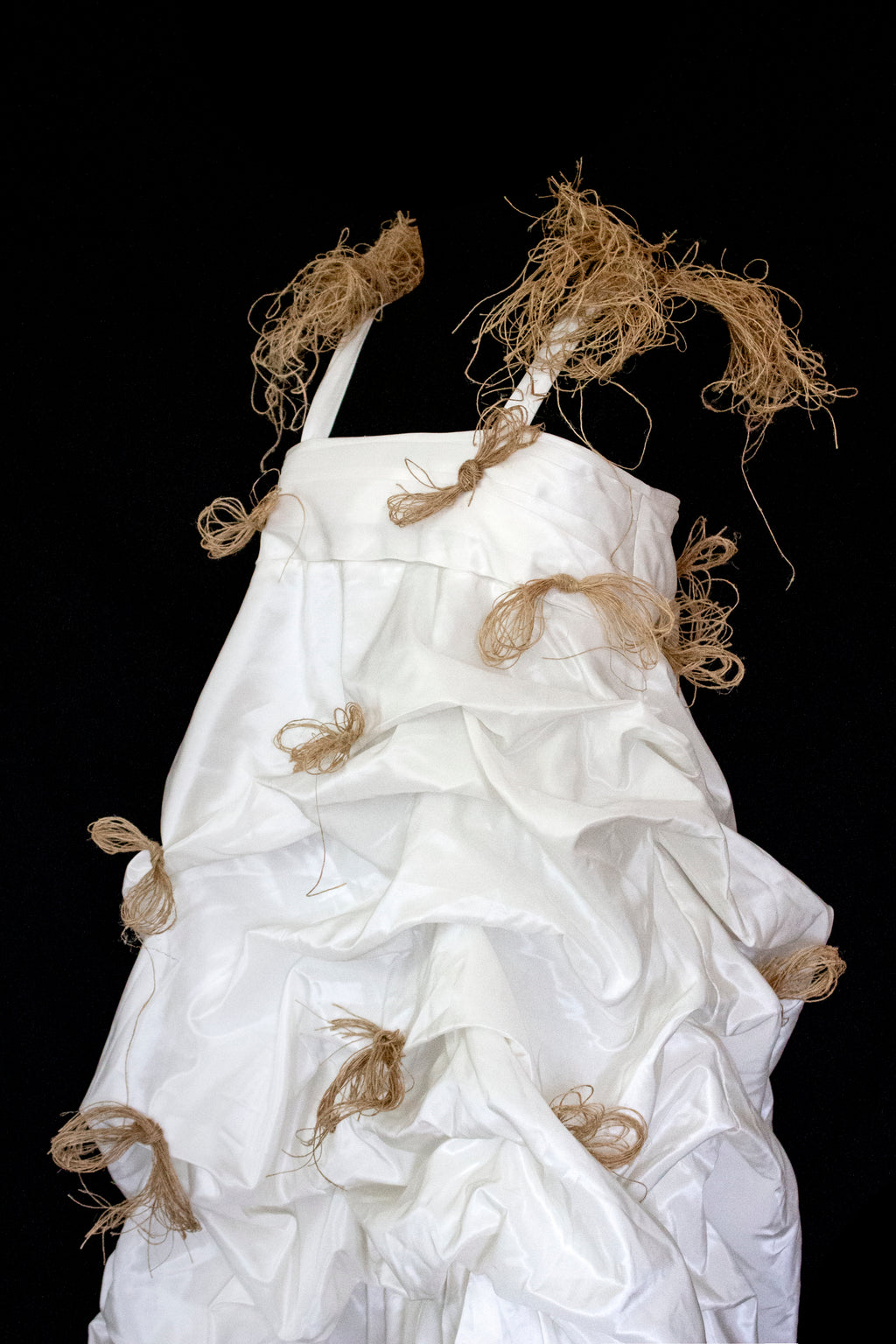Vintage Ivory Taffeta Wedding Dress | Hemp Bows Gown - 374