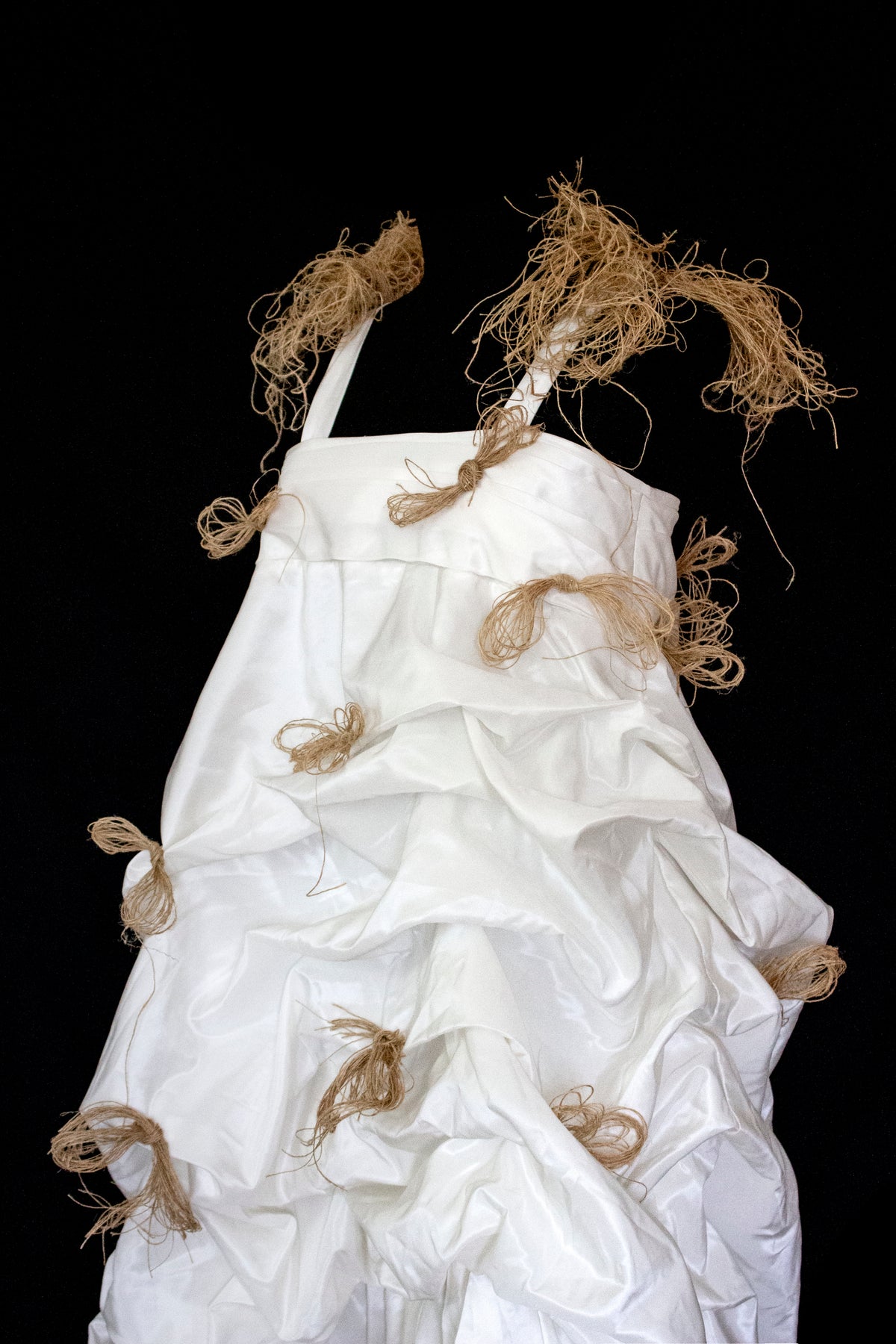 Vintage Ivory Taffeta Wedding Dress | Hemp Bows Gown - 374