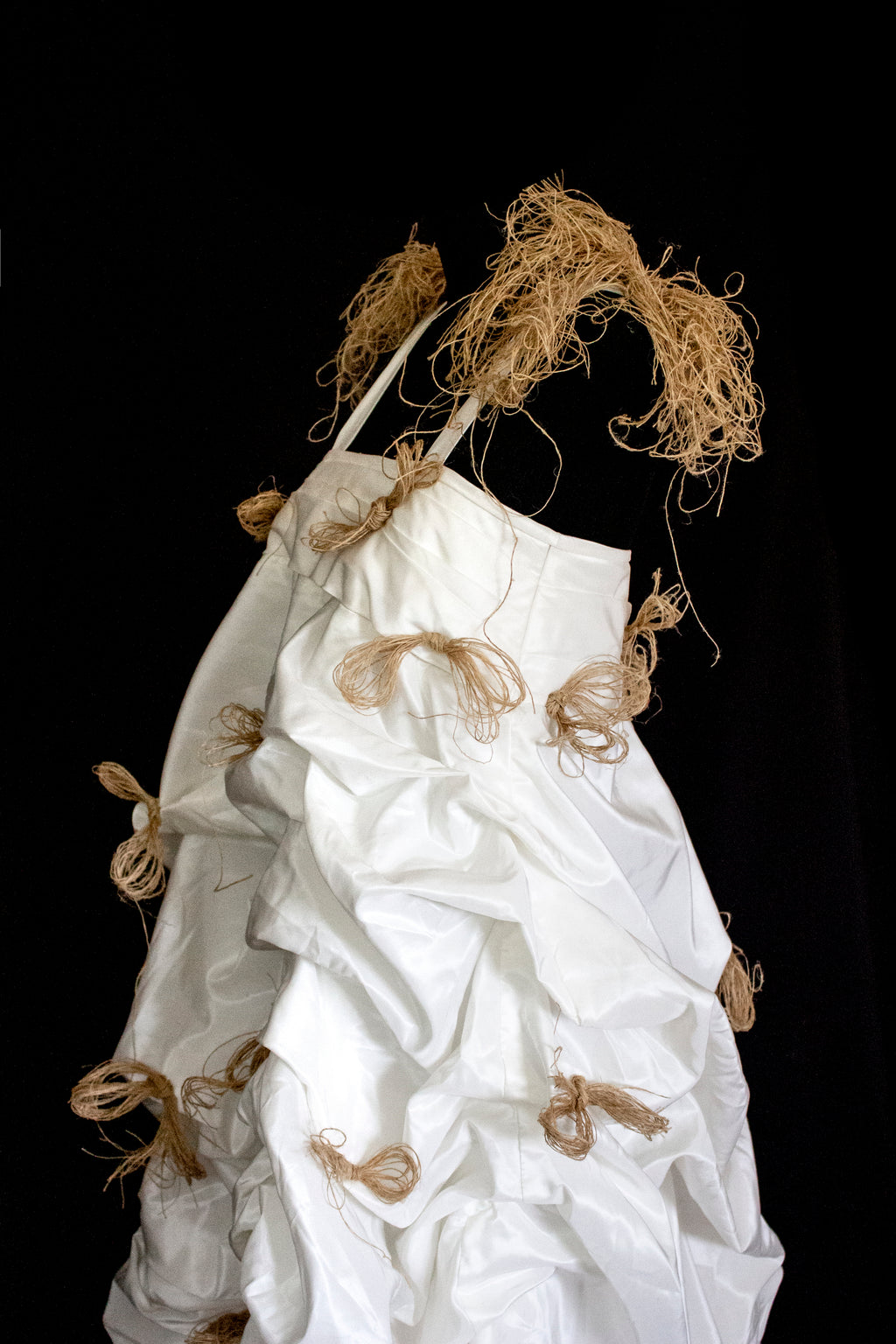 Vintage Ivory Taffeta Wedding Dress | Hemp Bows Gown - 374