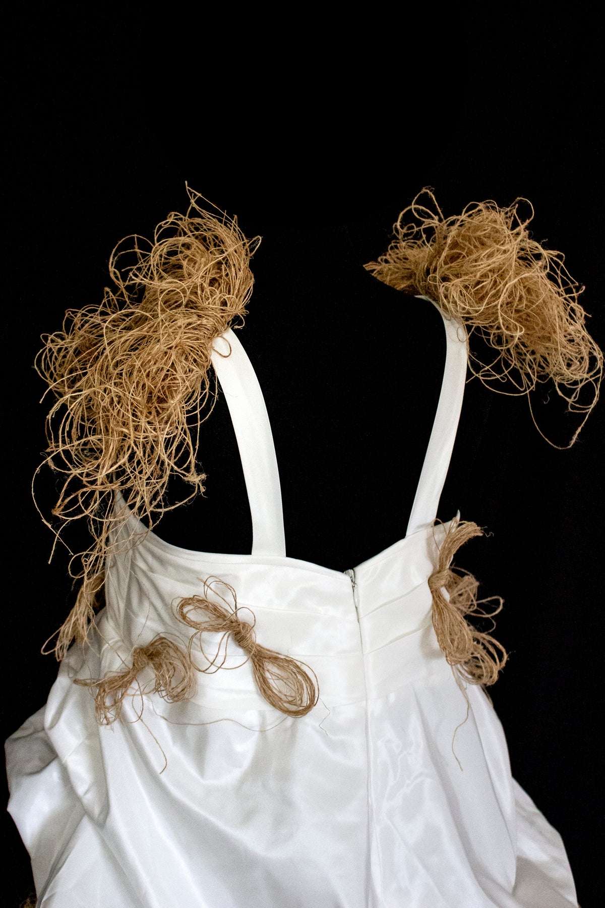 Vintage Ivory Taffeta Wedding Dress | Hemp Bows Gown - 374