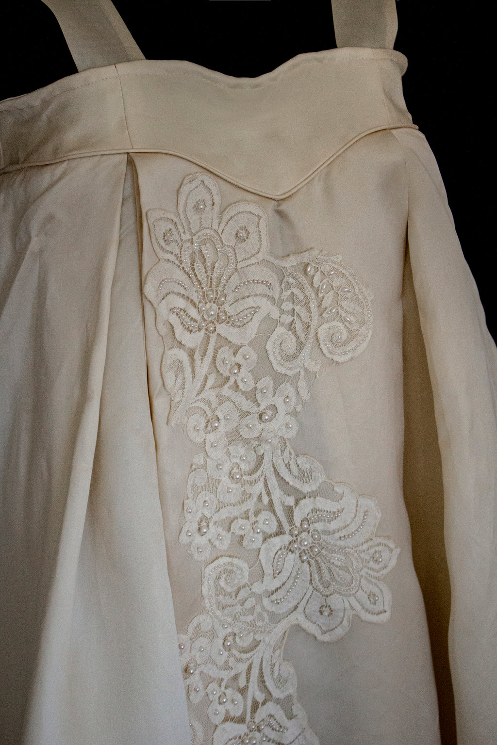 Vintage Embroidered Silk Organza Slip Wedding Dress | A-Line Gown - 378