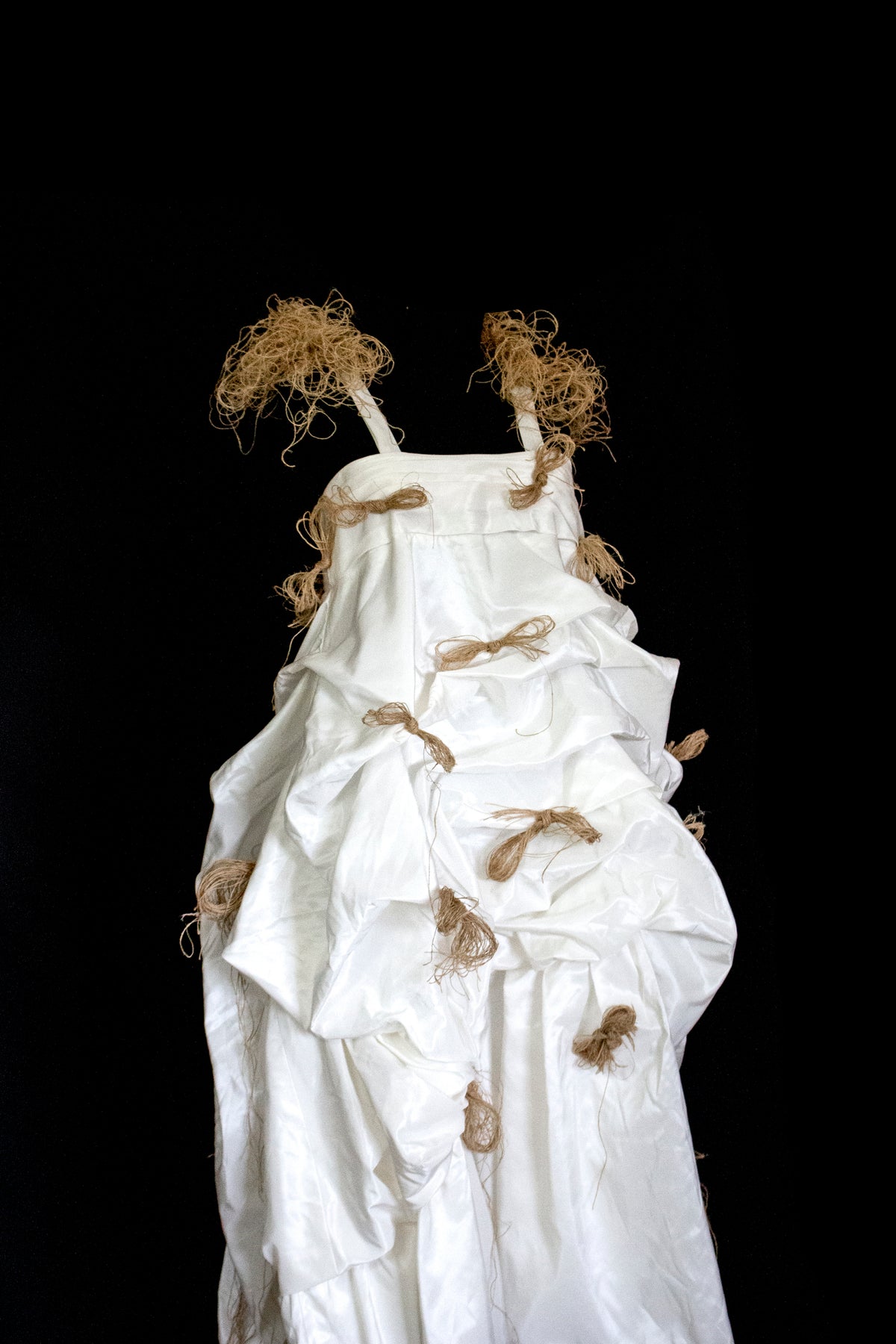Vintage Ivory Taffeta Wedding Dress | Hemp Bows Gown - 374