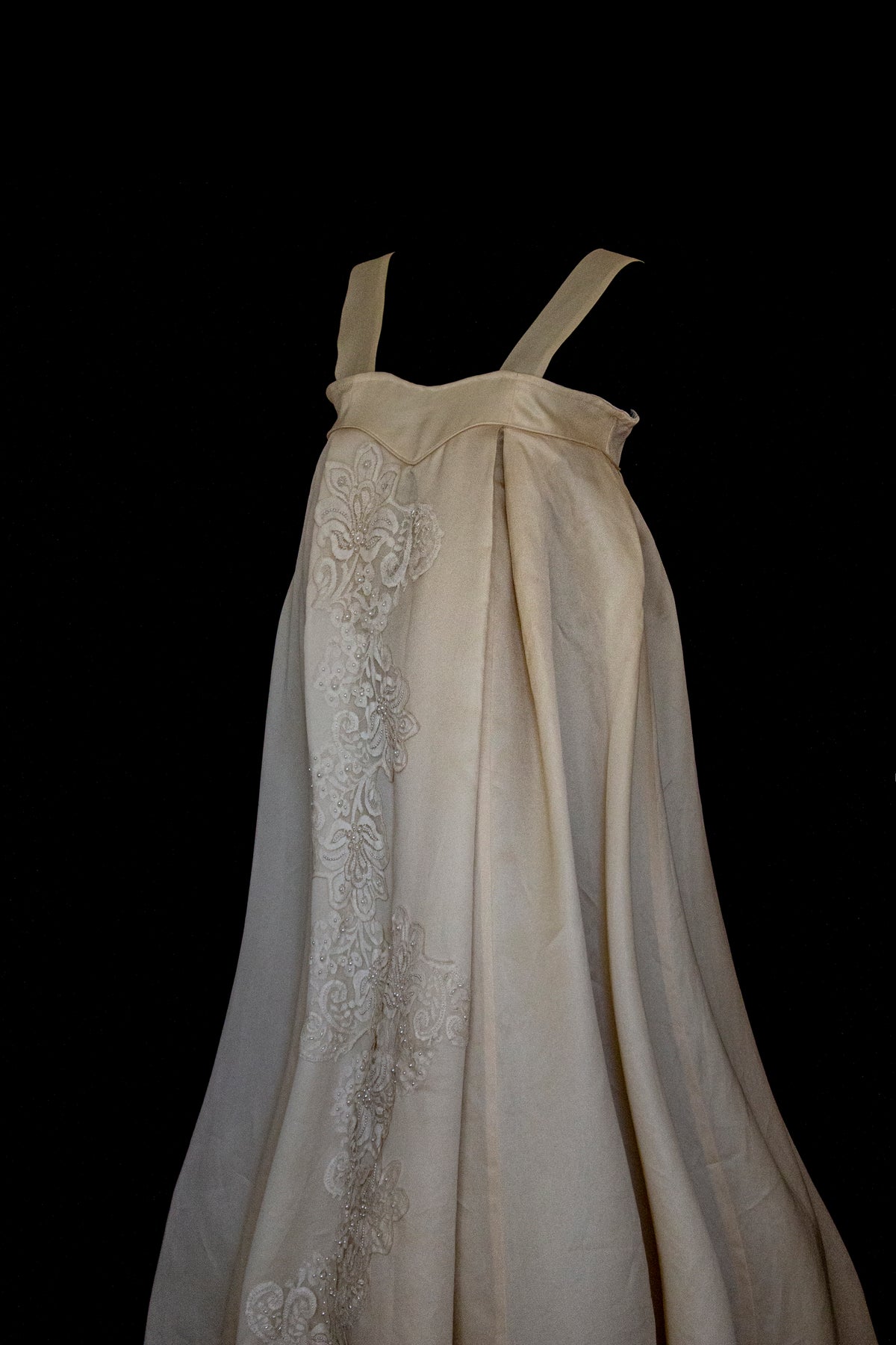 Vintage Embroidered Silk Organza Slip Wedding Dress | A-Line Gown - 378