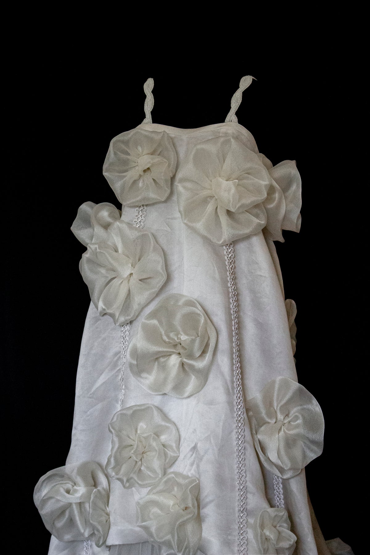 Vintage Silk Organza Wedding Dress | 3D Floral Gown - 373