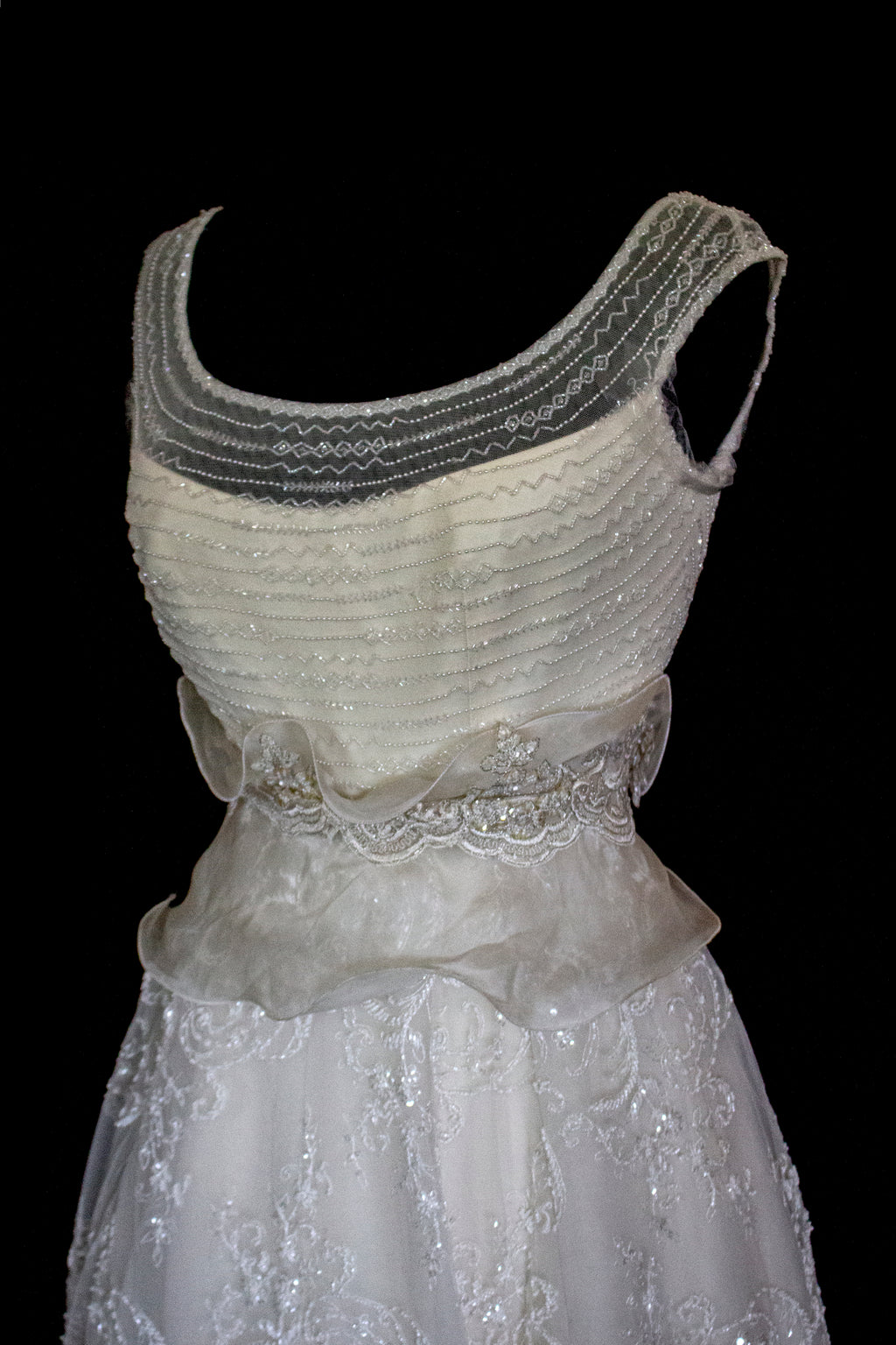 Vintage 90s A-Line Wedding Dress | Embroidered Silk Organza Bridal Gown - 367