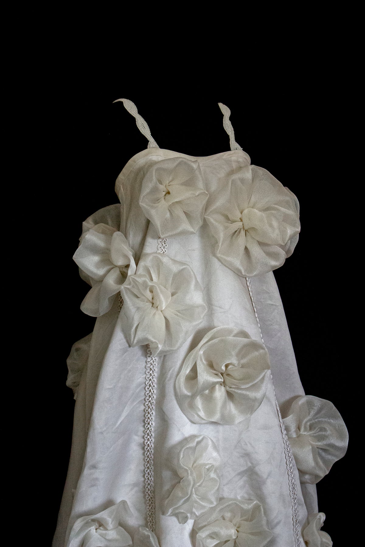 Vintage Silk Organza Wedding Dress | 3D Floral Gown - 373