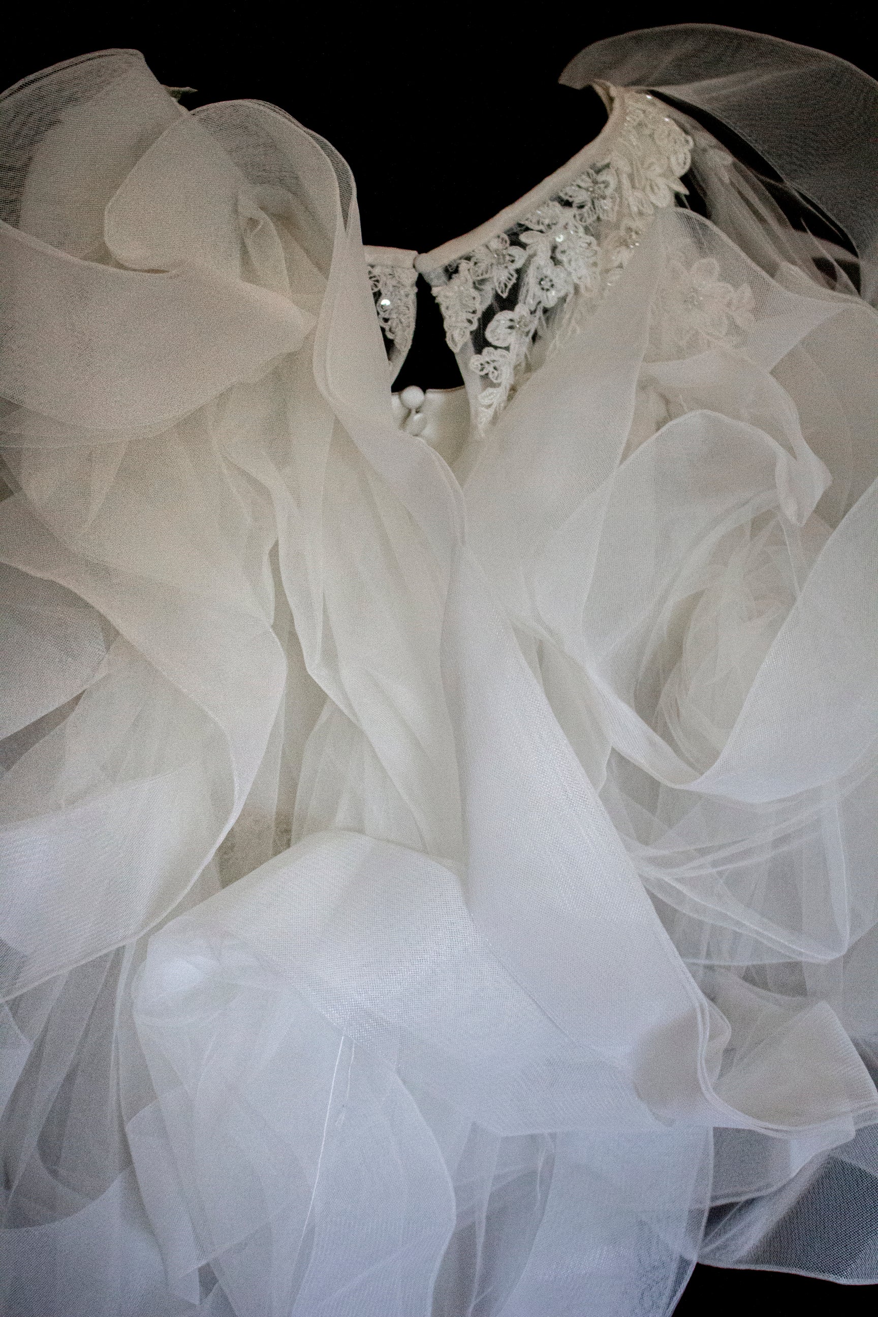 360 - VINTAGE SLIP STYLE WEDDING DRESS: CREAM FLUID SATIN GOWN WITH EMBROIDERED TULLE CAPE