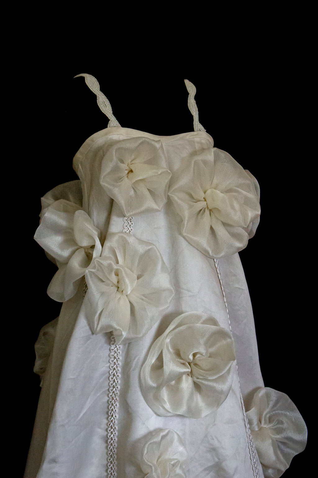 Vintage Silk Organza Wedding Dress | 3D Floral Gown - 373