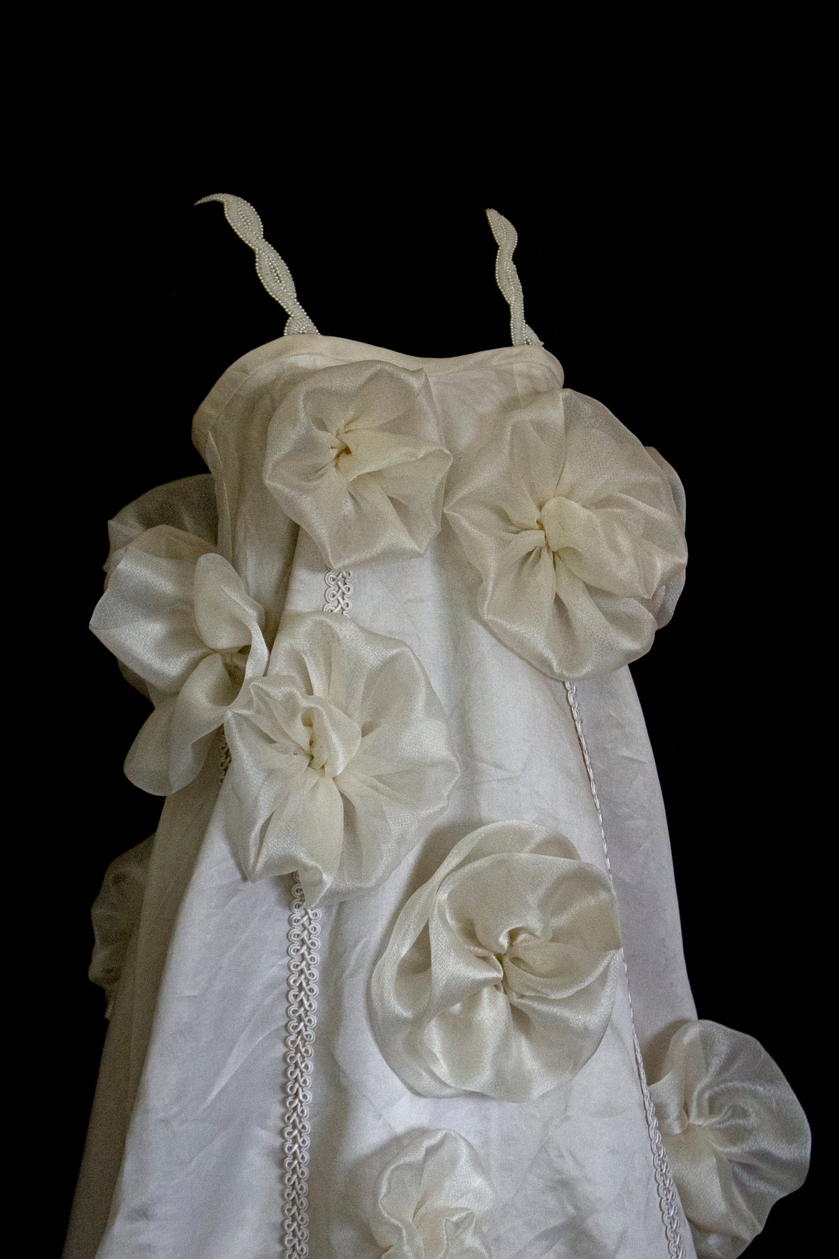 Vintage Silk Organza Wedding Dress | 3D Floral Gown - 373