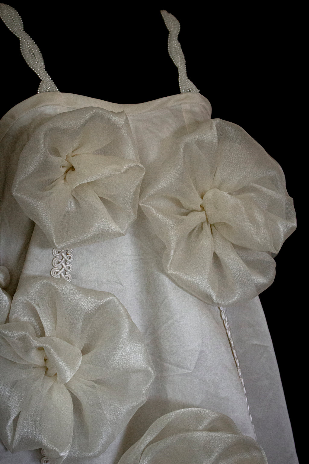Vintage Silk Organza Wedding Dress | 3D Floral Gown - 373