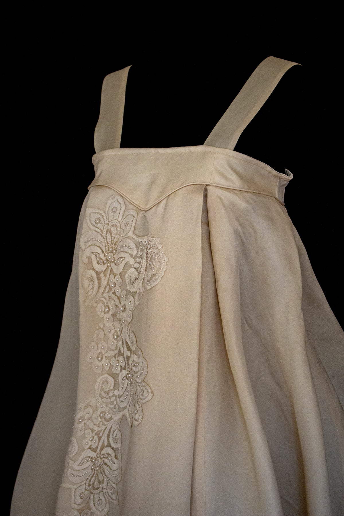 Vintage Embroidered Silk Organza Slip Wedding Dress | A-Line Gown - 378
