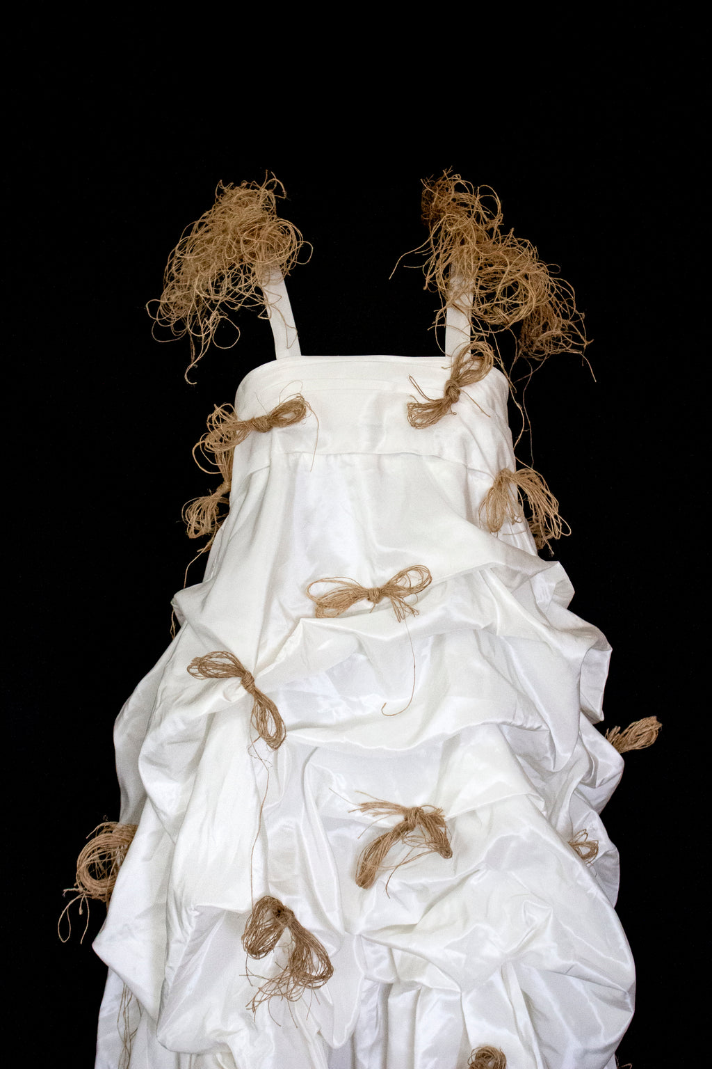 Vintage Ivory Taffeta Wedding Dress | Hemp Bows Gown - 374