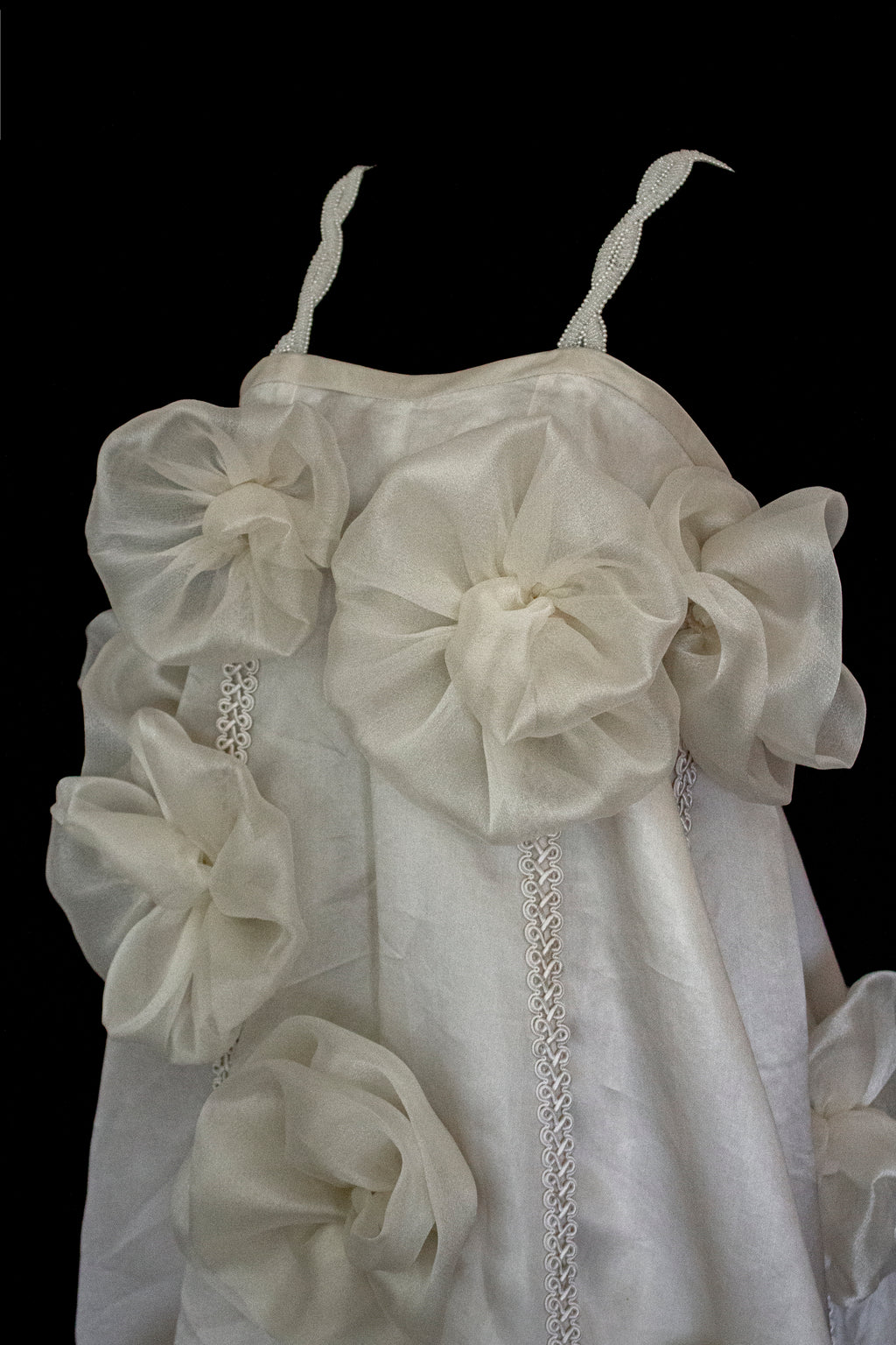 Vintage Silk Organza Wedding Dress | 3D Floral Gown - 373