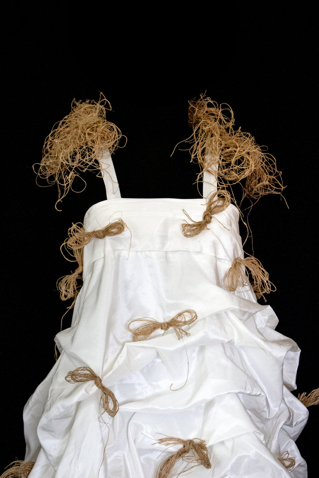Vintage Ivory Taffeta Wedding Dress | Hemp Bows Gown - 374