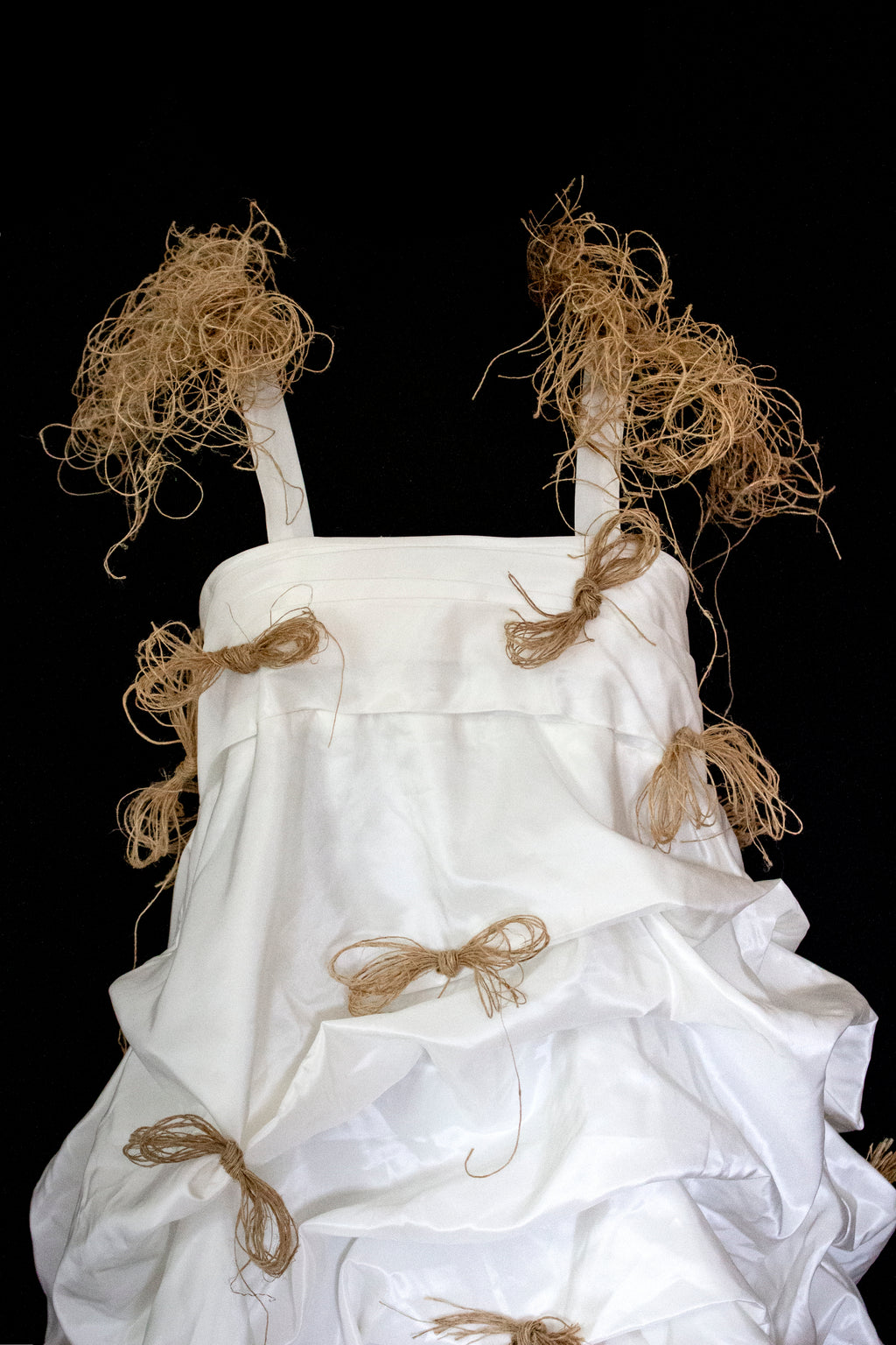 Vintage Ivory Taffeta Wedding Dress | Hemp Bows Gown - 374